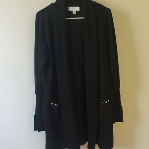 Magaschoni Long Black Open Front Cardigan